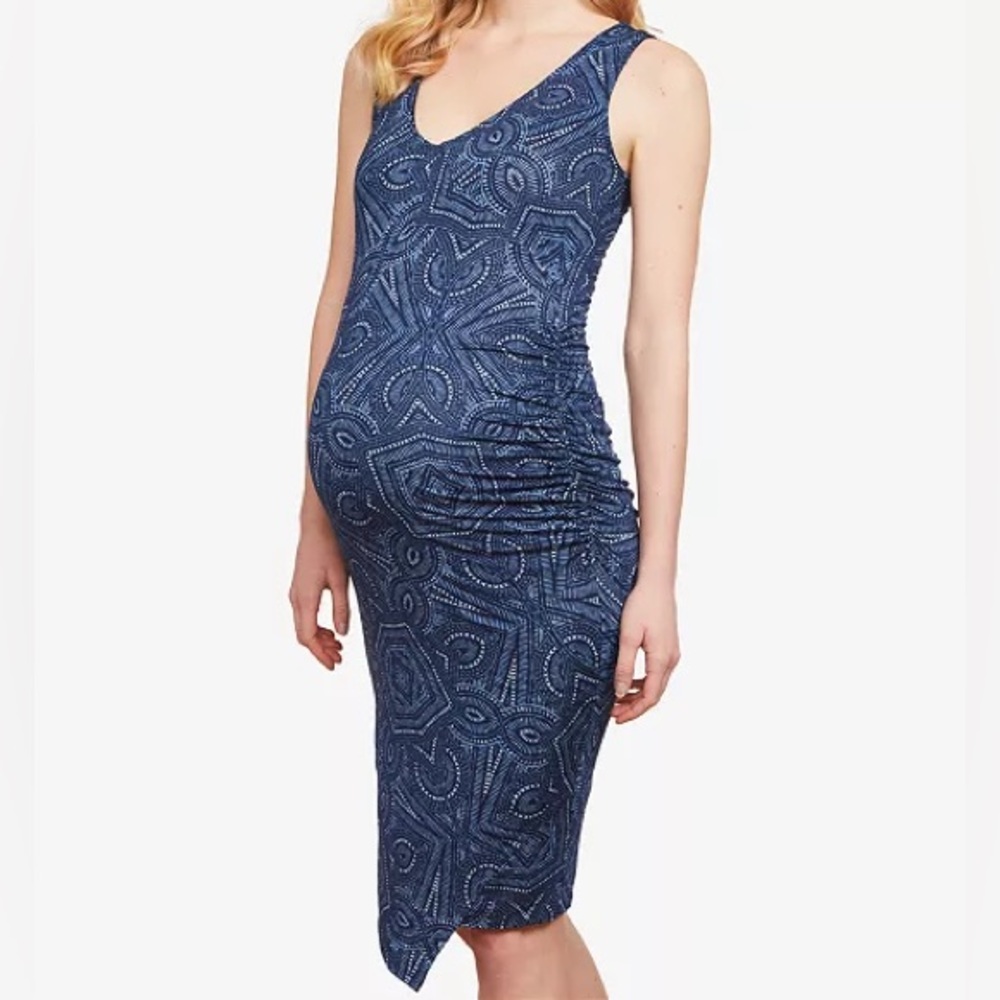 Jessica Simpson Maternity Ruched Sheath Dress Size L EUC